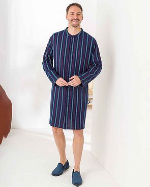 Mens Alexander Pure Cotton Long Sleeved Nightshirt - Multi Flannel